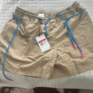 Nike x OFF WHITE Tan Mens Shorts with Blue Drawstrings